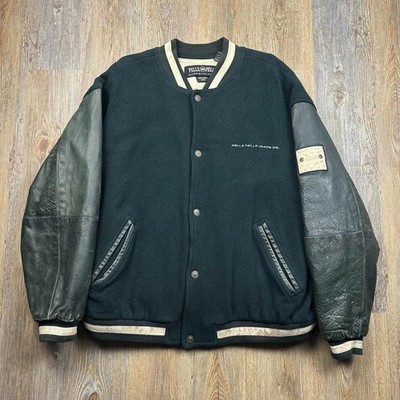Vintage Pelle Pelle Marc Buchanan Jacke Herren XL Lederärmel Varsity Grün