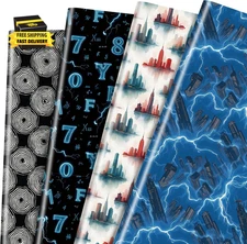 Thunderstorm Wrapping Paper 12 Sheets Mystical,Lightning, Fog City, Cryptic Symb