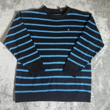 Vintage Y2K Southpole Striped Black Blue Pullover Sweater XL Signature Series
