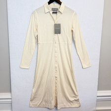 Everlane Ivory Shirt Dress Women’s XS Long Sleeve Midi 100% Cotton Button Front