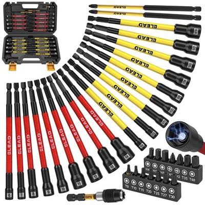 Magnetic Nut Driver Bit Set, 35-Piece Extra Long Nut Driver Set for Impact Dr...