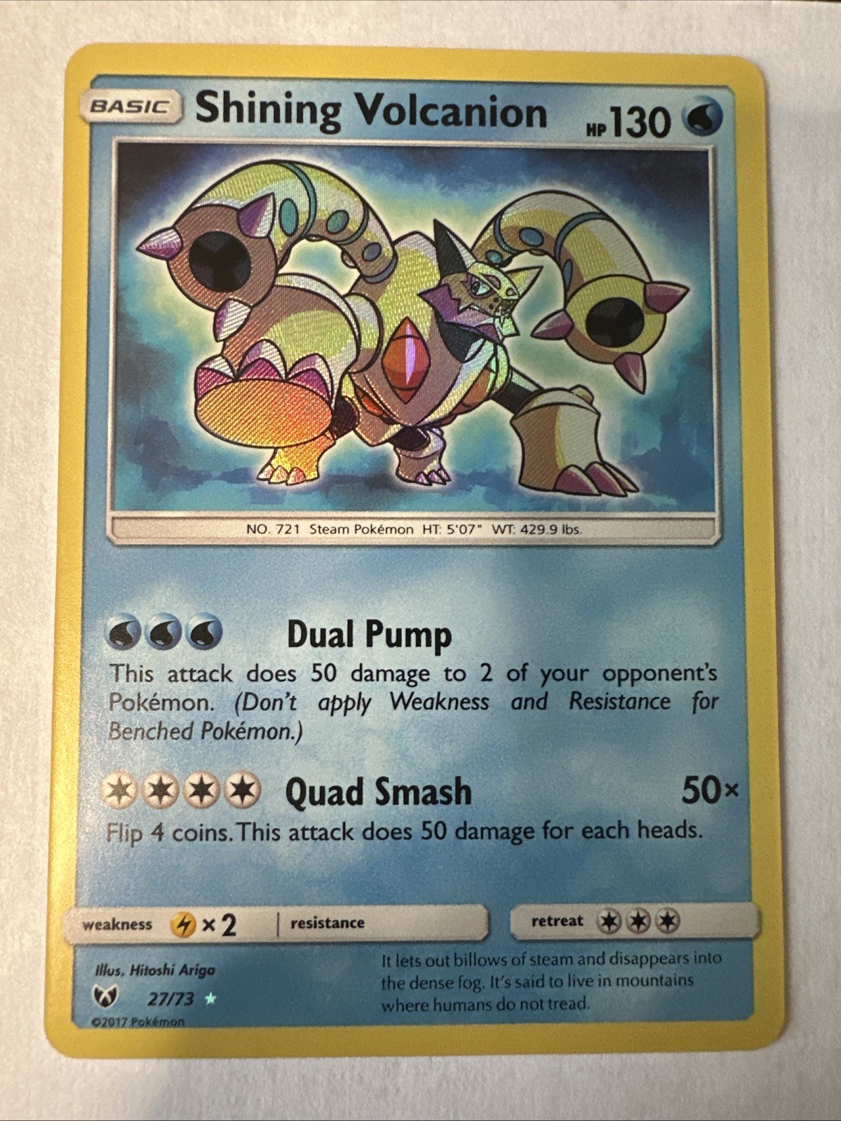 Pokemon TCG Shining Legends Shiny Holo Rare Card Shining Volcanion 27/73 NM