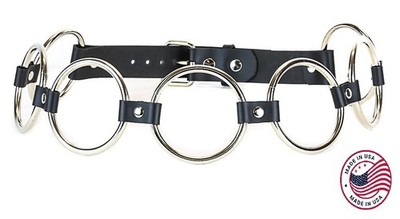 Ring Link Belt Genuine leather 3 '' Steel Ring Leather Link Punk Goth Rockabilly