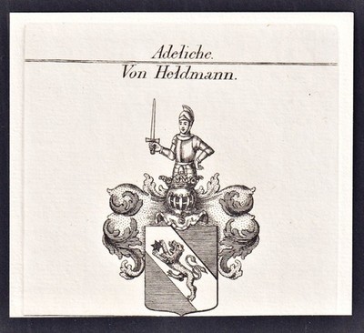 Von Heldmann - Wappen coat of arms Heraldik Genealogie Kupferstich 1820