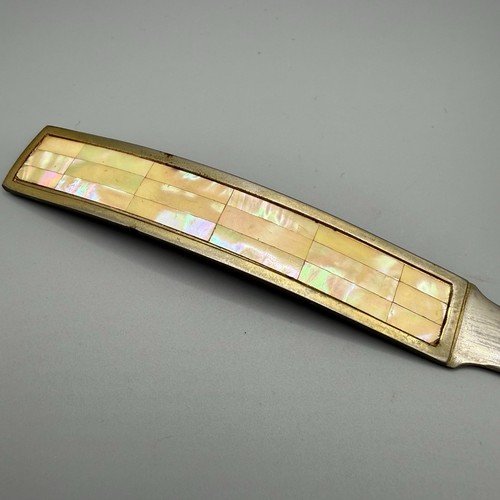 Vintage Solingen Germany Mother of Pearl Letter Opener MOP Mosaic Mid Century