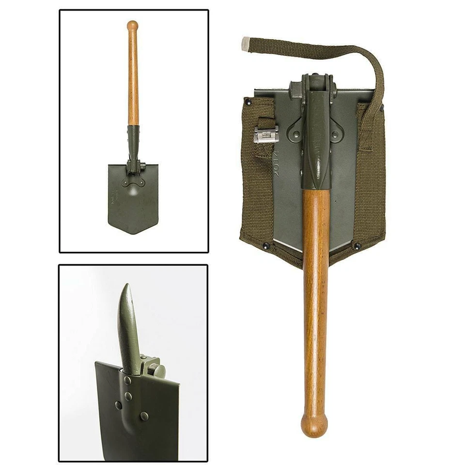 BW Klappspaten mit Hülle – Holzgriff, Spitzhacke, Outdoor-tauglich - Bild 1 von 1