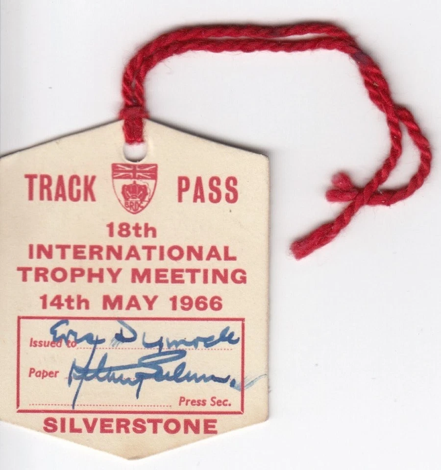 1966 SILVERSTONE BRDC INTERNATIONAL TROPHY F1 ORIGINAL TRACK PASS ENTRY TICKET - Image 1 of 2