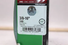 Hillman Nylon Insert Lock Nuts Zinc Coarse Steel 3/8"-16 180153