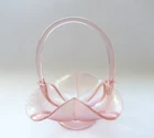 Vtg Fenton Velva Rose Iridescent Stretch Glass Cloverleaf Basket Anniversary