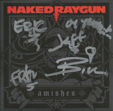 Naked Raygun Autographed Amishes 7 Inch Transparent Red And Black Swirl Vinyl