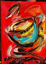 COFFEE  stretched  PAINTING CANVAS ART CONTEMPORARY HU90RTHRT