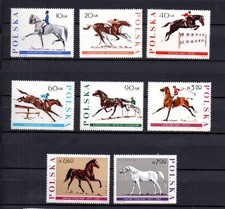 Poland 1967 old set Horse/Pferde/Horsedriving stamps (Michel 1740/47) MNH