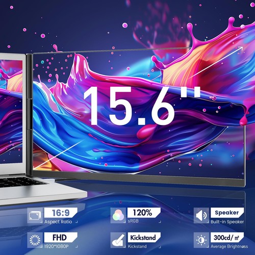 15.6" Laptop Screen Extender, 120% sRGB FHD 1080P IPS Laptop Monitor Extender... - Picture 2 of 8