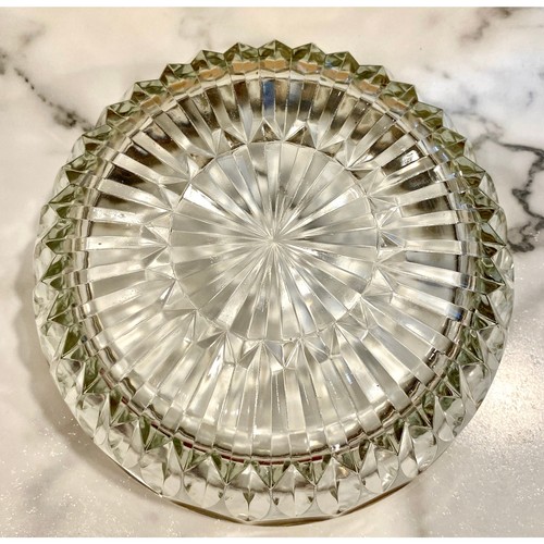 Vintage Leonard Italy Lead Crystal w/ Metal Silver Plated Rim Bowl 9" - Picture 3 of 6