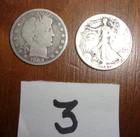 1908 Barber 1/2 dollar "S" mint & 1941 Walking Liberty 1/2 dollar-circulated