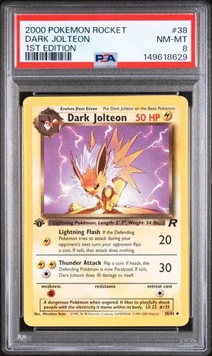 Pokemon Dark Jolteon Team Rocket 38 1st Edition PSA 8