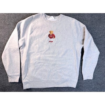 Independent Trading Co XL Gray Alpha Phi Football Bear Crewneck Sweatshirt IND50