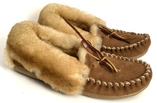 LL BEAN WICKED GOOD Slippers Women's 6M Shearling Moccasin Brown EUC
