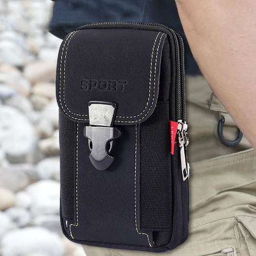 Hombres Teléfono Celular Cinturón Paquete Bolso Cintura Funda Estuche Cuero Cartera Cubierta - Imagen 8 de 14