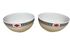 Gibson Coca-Cola nesting bowls 2002 Set Of 2 checkered Rim Mixing Serving Bowls