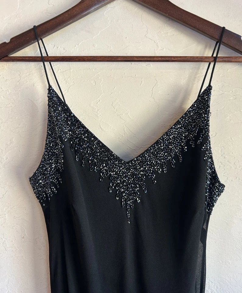 Vestido De Colección Y2K J Kara Cuentas Midi Asimétrico Sin Mangas 12 Hadas Gótico Formal  Foto 4 de 4