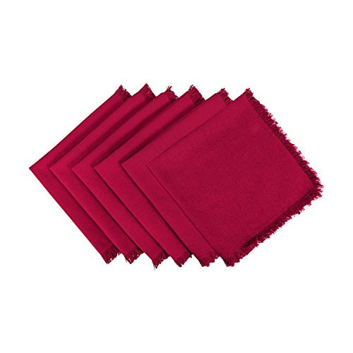 Everyday Collection, Fringed Solid Tabletop, Napkin Set, Wine, 6 Piece - Picture 1 of 6