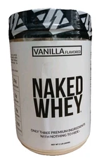 Naked Whey 1LB All Natural Grass Fed Whey Protein Powder Vanilla 02/26