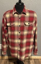 Orvis Men's XL Plaid Flannel Shirt Cotton Button Up Front Pockets Heavyweight