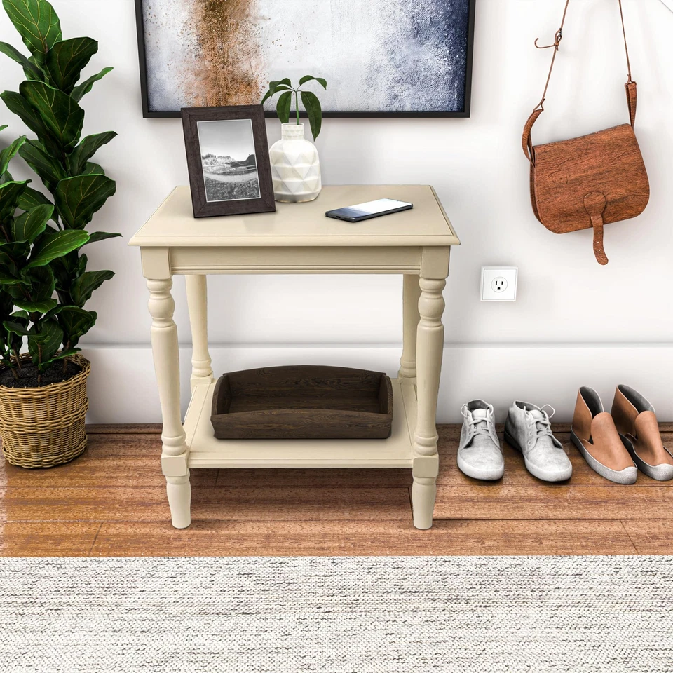 Simplify mesa final prateleira de armazenamento de madeira de carvalho, estilo tradicional, antiga... - Imagem 2 de 4