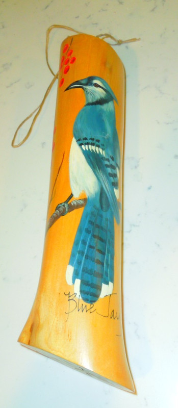 Blue Jay Painted Wooden bird feeder  from Bird 'N Ernie's  (Unique from Alaska)