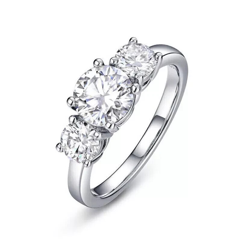 2-4 Carat Moissanite Engagement Ring Wedding Band for Women in Sterling Silver-image