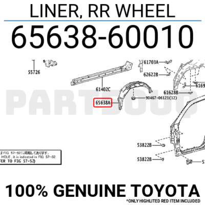 6563860010 Genuine Toyota LINER, RR WHEEL 65638-60010 | eBay UK