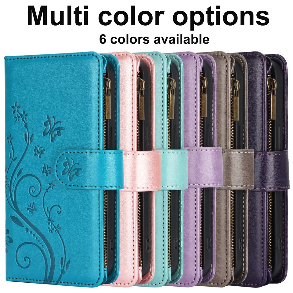 Leather Zipper Wallet Phone Case For Samsung Galaxy S25 S24 Ultra S23 S22 S21 FE - Image 2 of 4