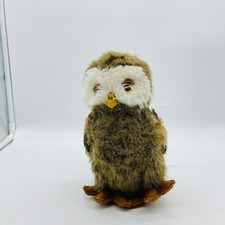 Vintage Dakin Woodland Owl Nature Stuffed Plush Animal. Brown Tiger Print Wings