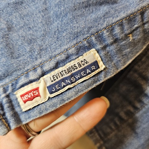 Camisa vaquera vintage Levi's Jeanswear 1Q 1998 camisa de trabajo bordada Sears M - Imagen 10 de 15