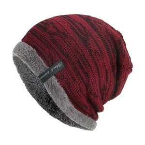 Red Winter Beanies Slouchy Chunky Hat for Men Women Warm Soft Skull Knitting