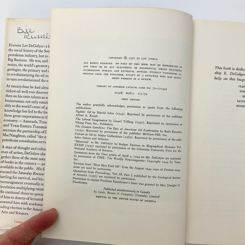 Mr De A Biography of Everette Lee DeGolyer Lon Tinkle SIGNED 1st Edition Book - Imagen 9 de 23