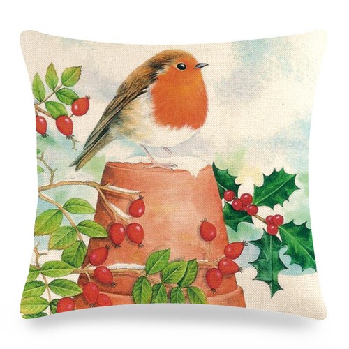 Cardinal Snow Branch Pillow Cover Winter Robin Bird Christmas Holly Cushion Case - Picture 83 of 88