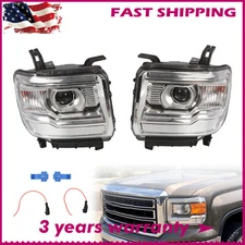Chrome Clear HeadLights W/O LED DRL For 2014-2019 GMC Sierra 1500 2500 3500