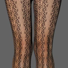 WET SEAL FASHION FANCY LACE  FLOWER STRIP FISHNET FOOTED TIGHTS NEW HARD TO FIND