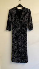 Black & White Floral Dress from Moda Wrap Style Short Sleeve - Size 16 - Great