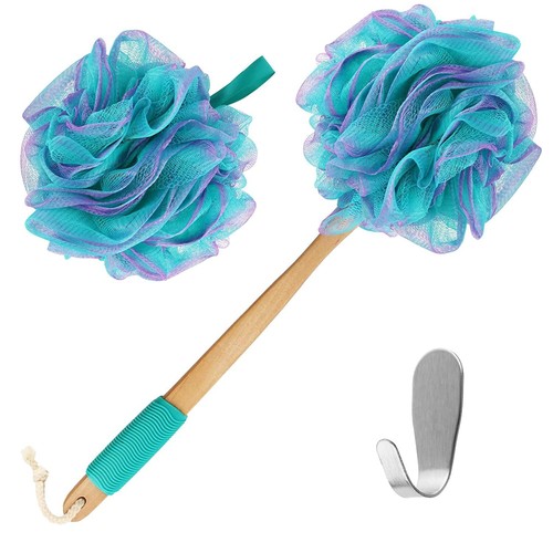 Bath Pouf with Handle - Body Scrubber Green Loofah for Women - Charcoal Infus... - Picture 1 of 8