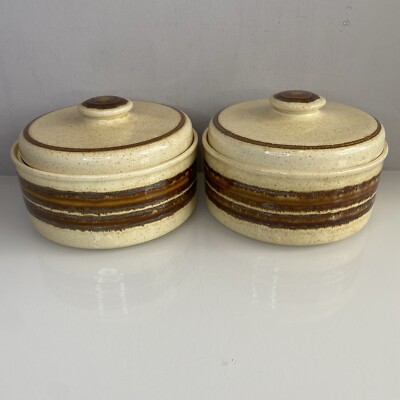 Royal Worcester Palissy 'Crofter' Auflaufform mit Deckel (x2) Terrine Vintage sehr guter Zustand