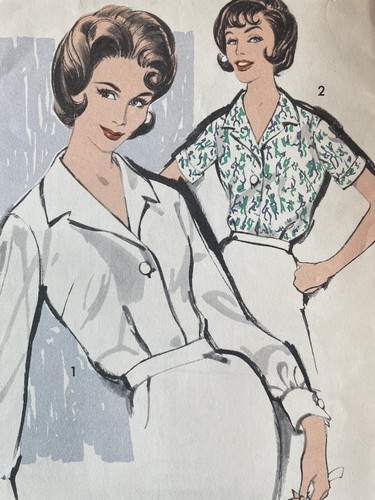 50s Vtg Advance Sewing Pattern #9816 Semi-Fitted Blouse Options COMPLETE SZ 14 - Picture 2 of 3