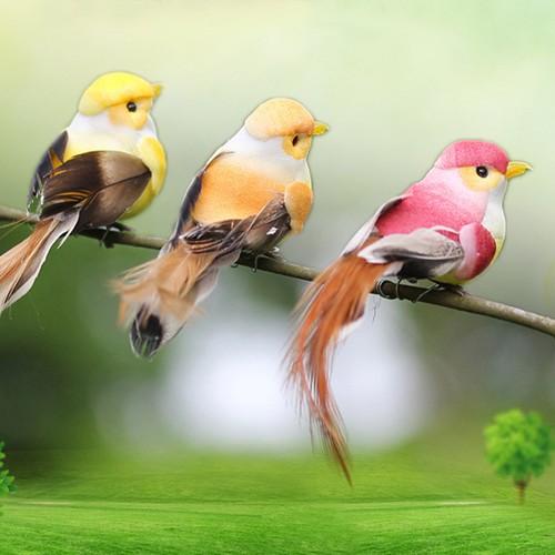 12PCS Cute Artificial Birds Ornament - Clip-on Foam Ornaments Home Decor - Picture 7 of 12