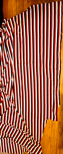VINTAGE 1960s-1970'S ~ Red Black White stripe Mod Knit FABRIC Hippie 70in - Imagen 4 de 7