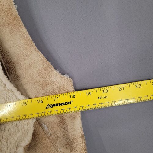 GB Women's Open Front Vest Faux Fur Lining Tan Size M - Picture 2 of 10