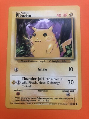 1995 Pikachu Gnaw Pokemon Card 58/102 40 HP | eBay