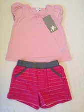 SPLENDID outfit Pink Short Sleeve Top  Lined dark Pink Eyelet Shorts Sz 4T NWT