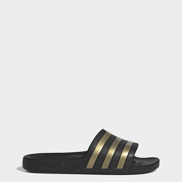 adidas Adilette Aqua Slides Sandals Black Gold Men's Size 12 ... adidas Adilette Aqua Slides Sandals Black Gold Men's Size 12 ...